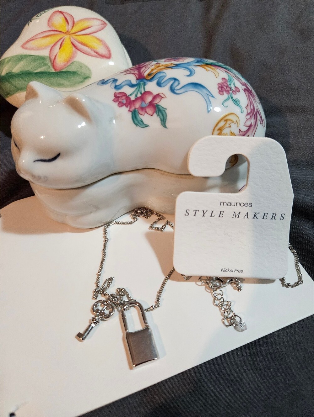 Maurices Style Makers Long Lock & Key Charm Necklace